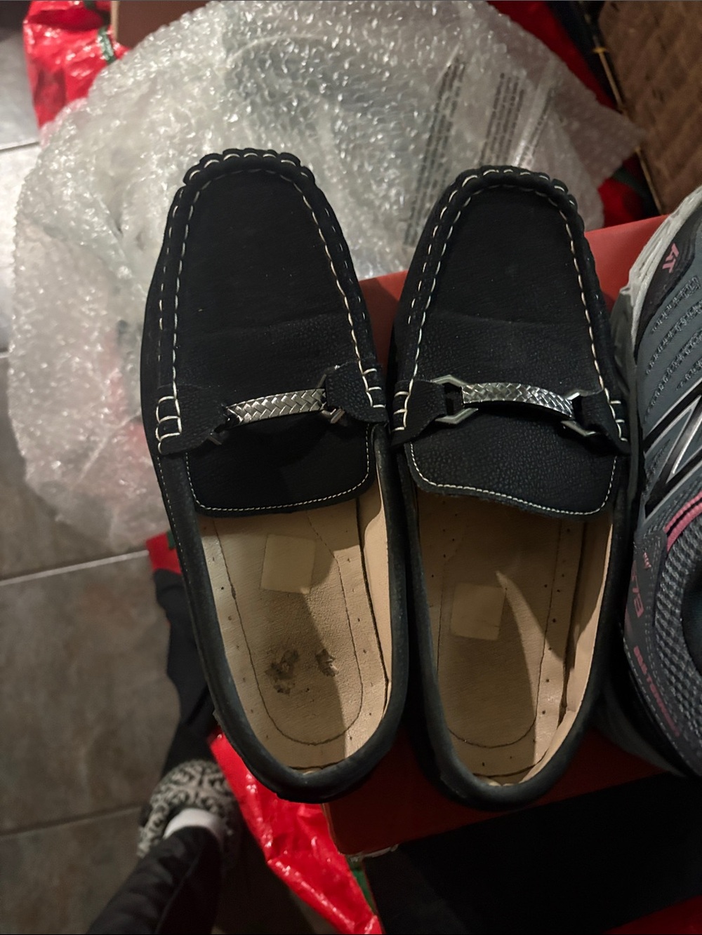 Men's Black Slip-On Loafers with Silver Bit Accent